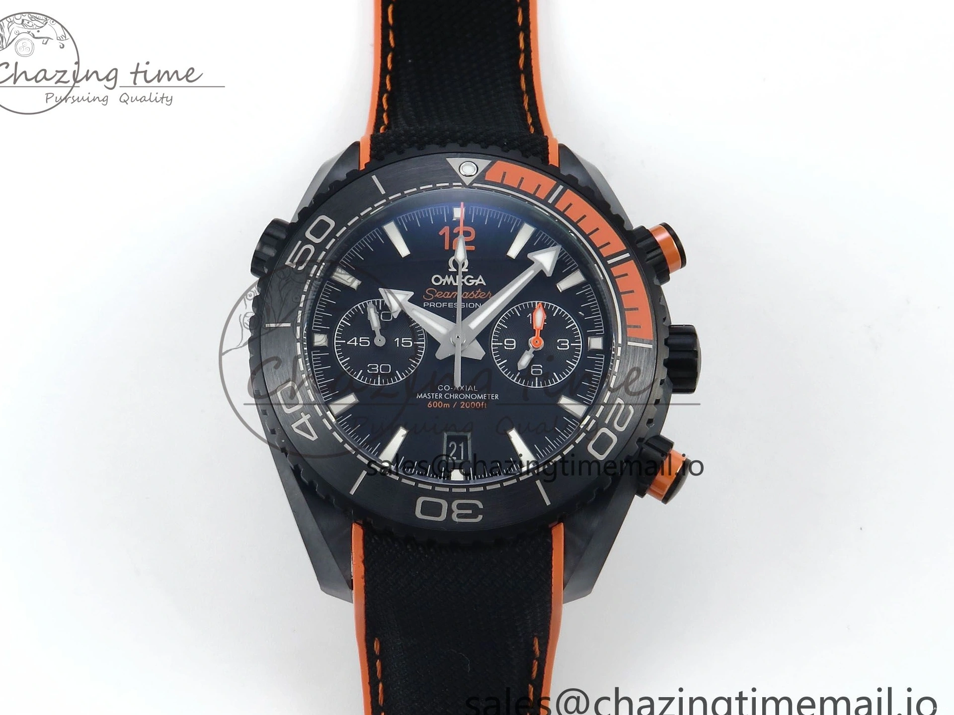 0520 Attractive Planet Ocean Master Chronometer 600M 45.5mm SCF 1:1 Best Edition Black Orange Bezel Black Dial on Black Rubber Strap A9900 Super Clone 7668